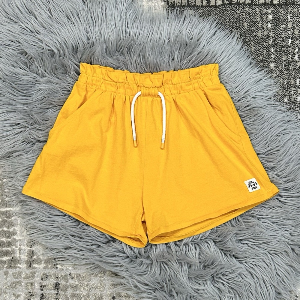 ZARA Girls Zara Label Trim Plush Shorts Size 13-14Y Goldenrod‎
